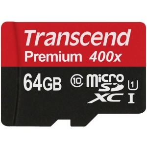 Cartão de Memória Transcend Premium 400x microSDXC UHS-I 64Gb