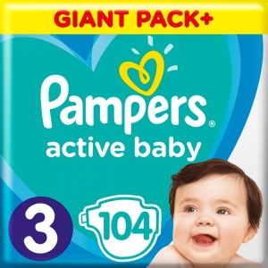 Fraldas Active Baby Pampers 3/104 pcs