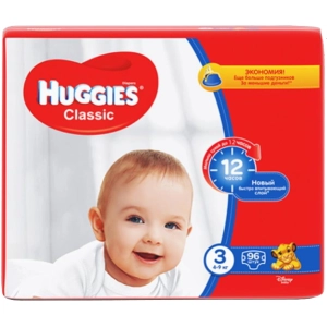 Fraldas Huggies Classic 3/96 peças