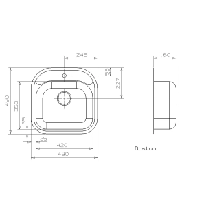 Pia de cozinha Reginox Boston 49x49